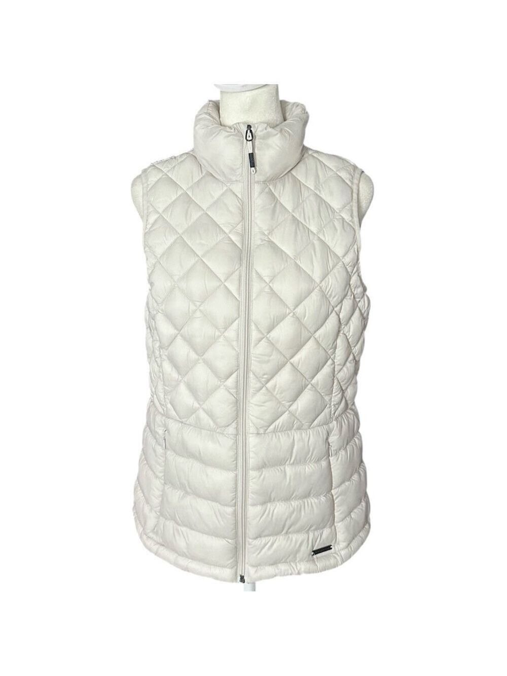 ZeroXposur Elena Quilted Vest with Pockets Full Zip White Size Small